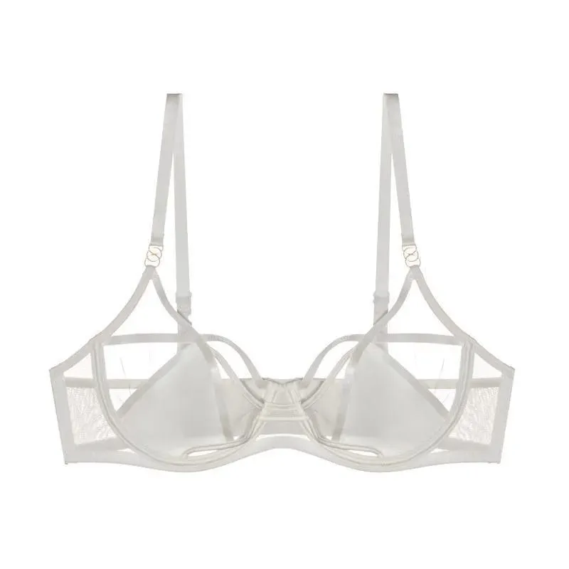 Tulle Bra & Panty Set Ultra Thin Push Up Underwire Lingerie Set Elegant Sexy Intimates Soft Wire Unpadded 32-38-S-XL
