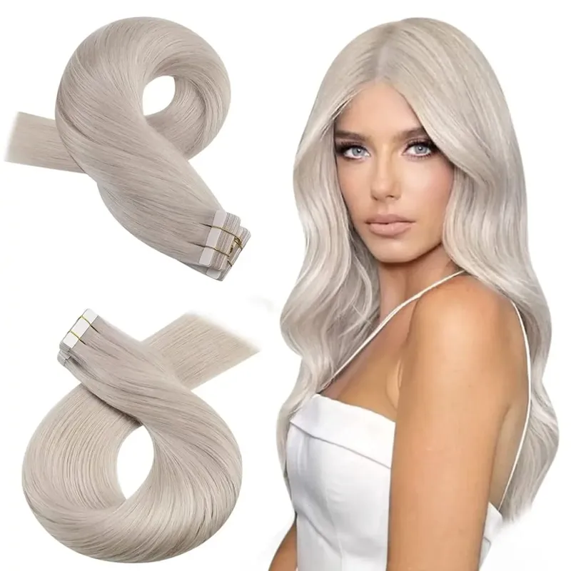 Moresoo Tape in Hair Extension Human Hair Real Remy PU Skin Weft 12-24 Inch Straight Brazilian Hair Glue on Adhesive Tape Ins