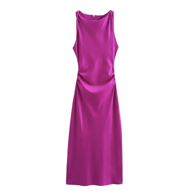 Satin Long Dresses for Women 2026 Summer Slip Midi Dress Woman Sexy Evening Party Dress Sleeveless Female Elegant Dresses