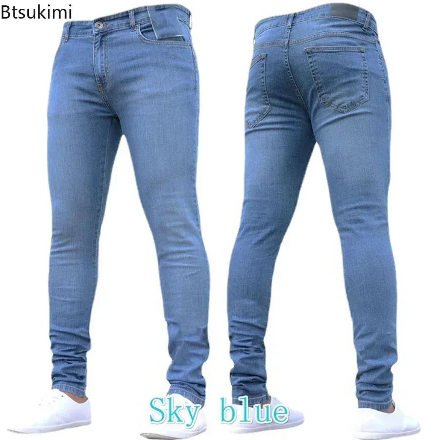 2026 Men's Casual Jeans Pantalon High Waist Zipper Stretch Jeans Panlalaking Slim Fit Pantalon Panlalaking Lapis na Pantalon Denim Skinny Jeans para sa Mga Lalaki