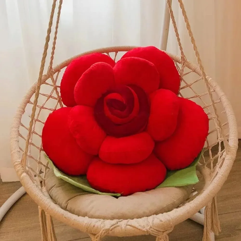 New Large Rose Shaped Pillow Plush Colorful Sofa Flower Cushion Simulated Car Interior Cushion Wedding Party Supplies