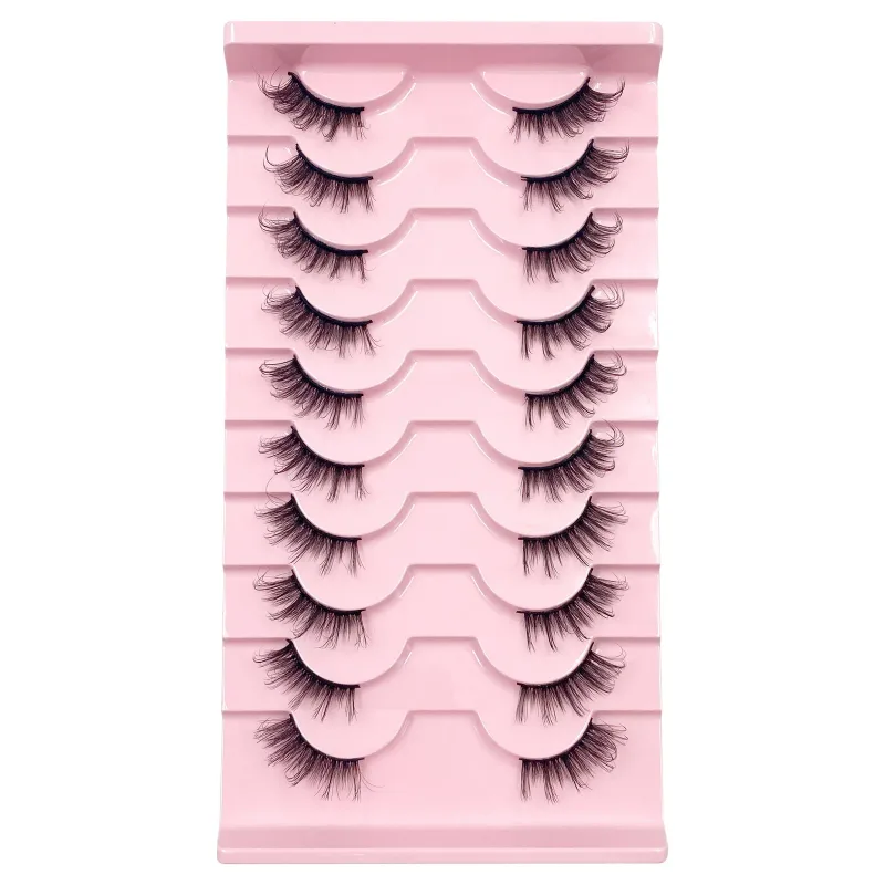 3D Cat Eye Lashes Half Eyelashes 10 Pares Half Lashes Natural Clear Stem False Eyelash Extension Makeup Faux Cils maquiag