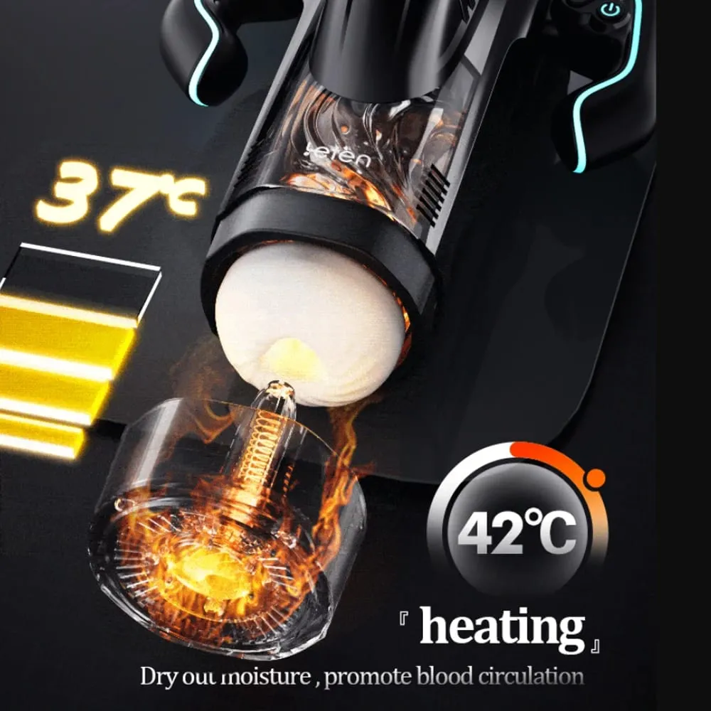 Automatic Sucking Heating Telescopic Masturbator With Game Powerful Vacuum Sucking Blowjob Piston Adult Sex Toy for Men