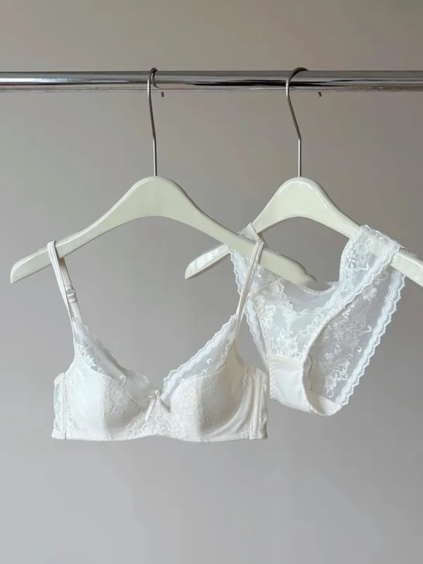 French Style Lace Underwire Bra | Half Cup Push Up Bra Large Bust Summer Lightweight Slimming Anti Sag Lingerie Set BANERDANNI
