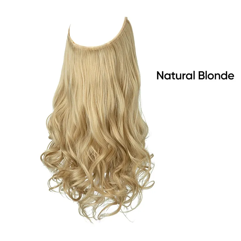 Syntetyczne naturalne syntetyczne przedłużanie włosów Bez klipsa w sztucznej sztucznej ombre blond brązowy czarny różowy falisty sztuczny kawałek włosów — image 8