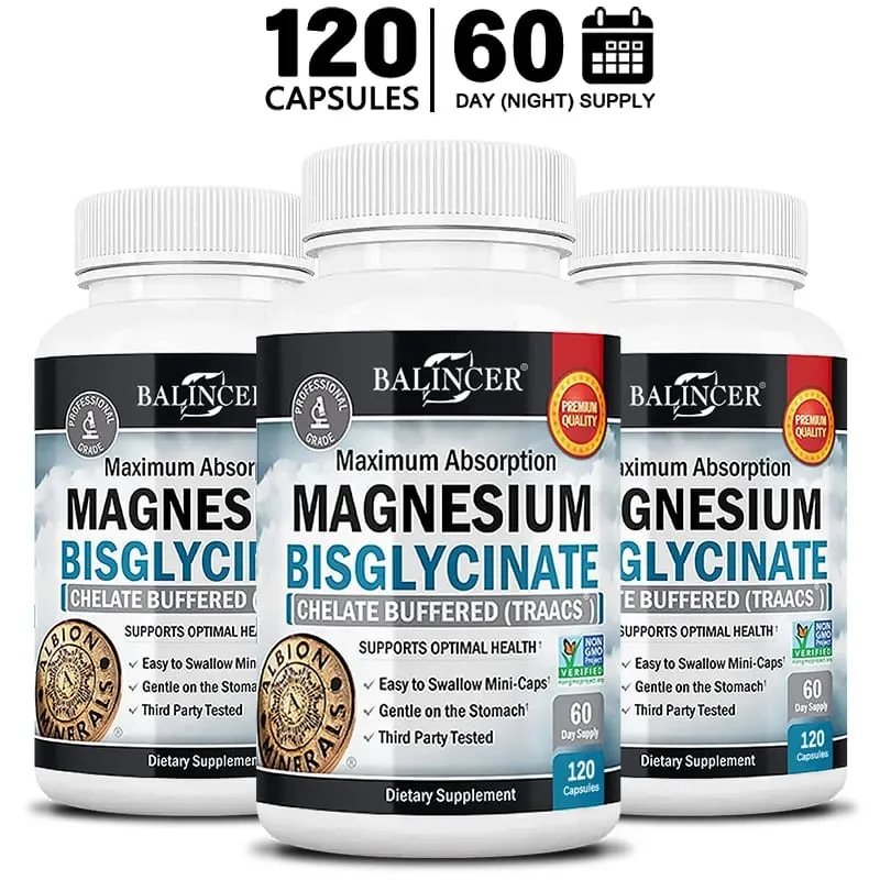 Magnesium Bisglycinate 400 Mg - 120 Vegetarian Capsules - Supports Muscle Joint and Heart Health