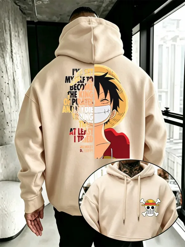 One Piece Anime Hoodie Monkey D Luffy Citaat Print Streetwear Unisex Mannen Vrouwen Oversized Casual Sweatshirts Lange Mouw