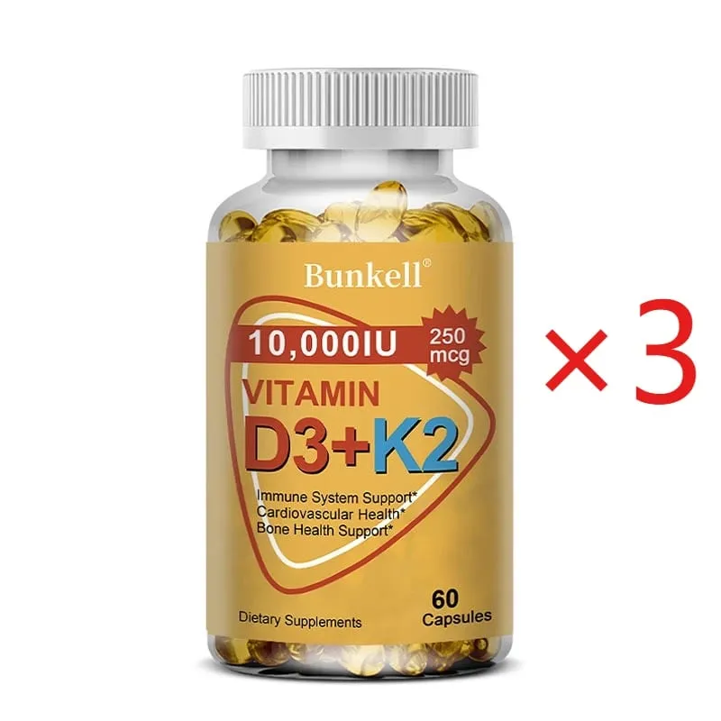 Natural Vitamin D3 K2 Softgels for Heart Joint and Bone Health D3 K2 Multivitamin Supplement