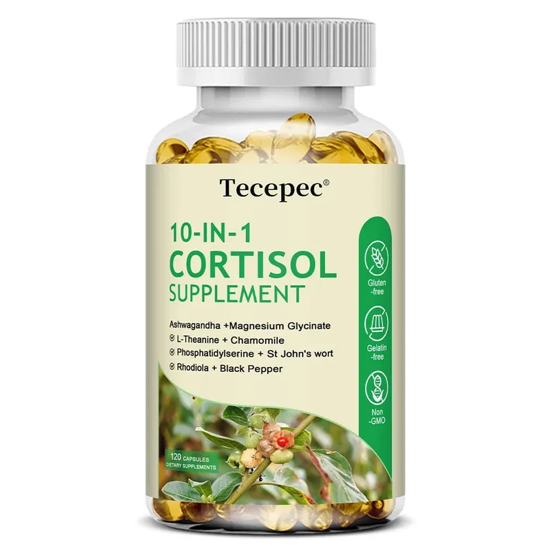 10-IN-1 Cortisol Supplement for Women Men with Ashwagandha Magnesium L-Theanine Balanced Cortisol Levels Night & Calm Support
