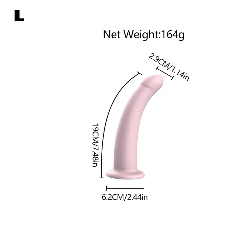 Adjustable Silicone Strap On Dildo Harness with Strong Suction Cup Slim Curved Pegging Dildo Wearable Sex Toy for Women Men Cou