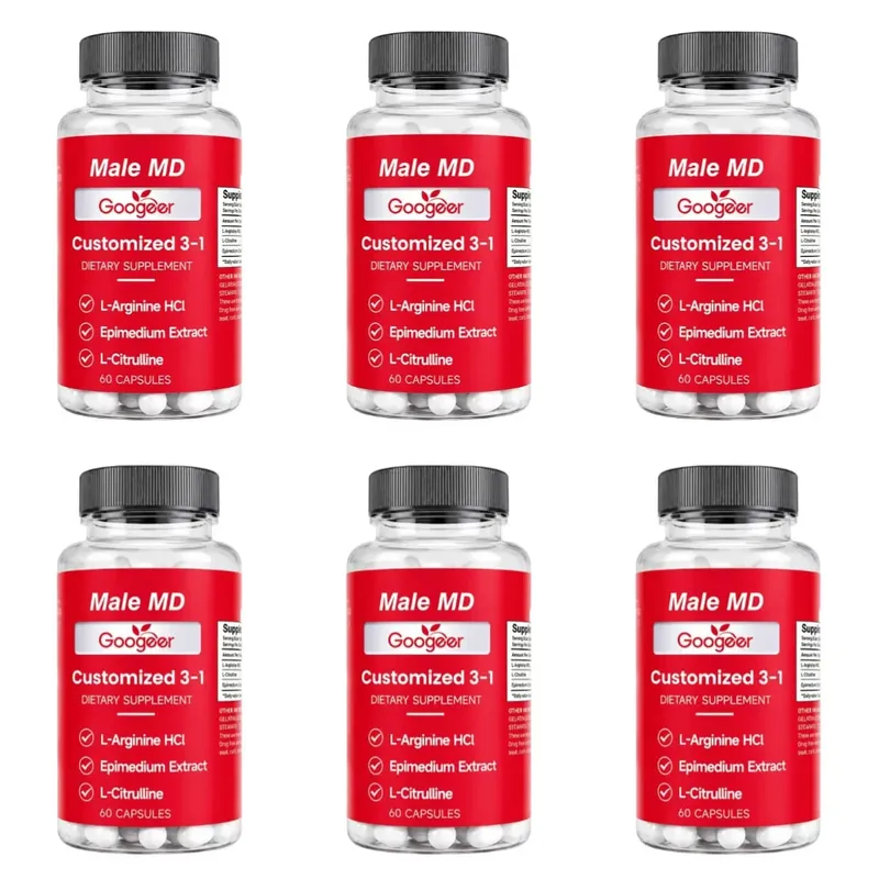 Googeer Male MD 3-in-1 Capsules with L-Arginine HCl and L-Citrulline and Epimedium Extract for Circulation Support 60 Capsules