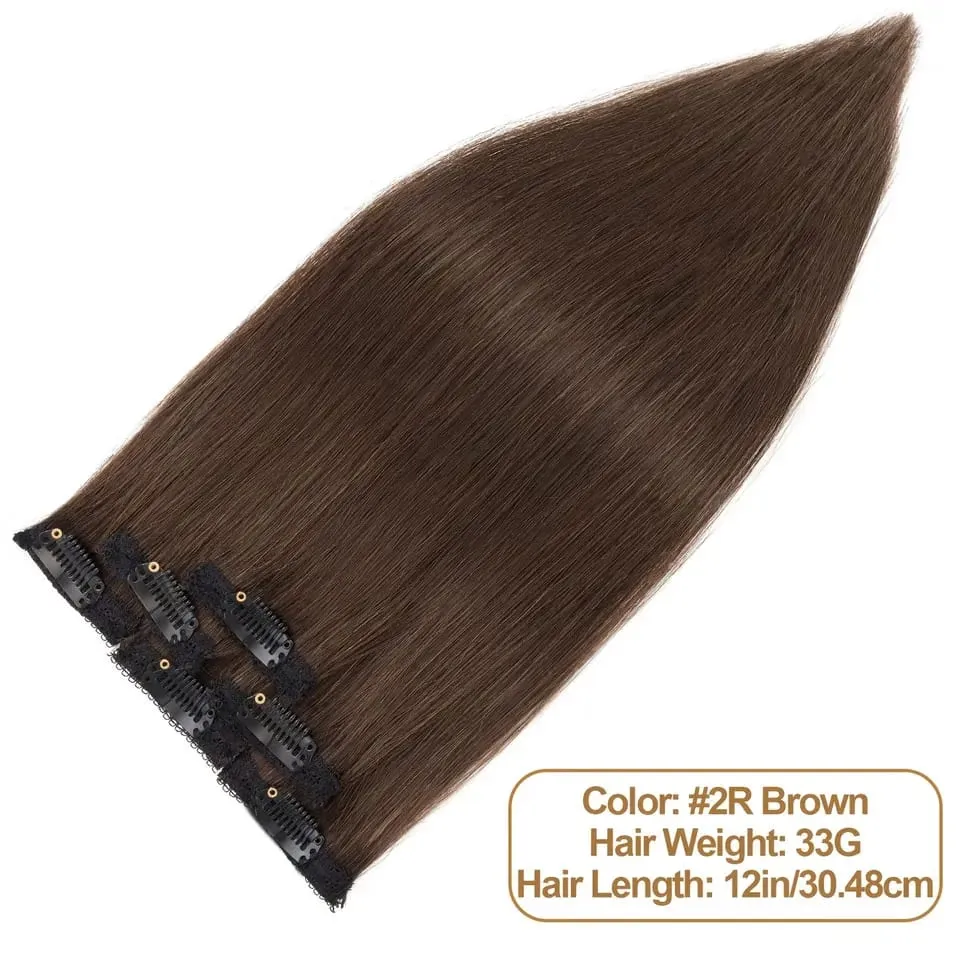 S-noilite 6 PCS Remy Clip In Human Hair Extensions Single Clip Ins Thick Hair Extensions Highlight Seamless Hairpieces for Women