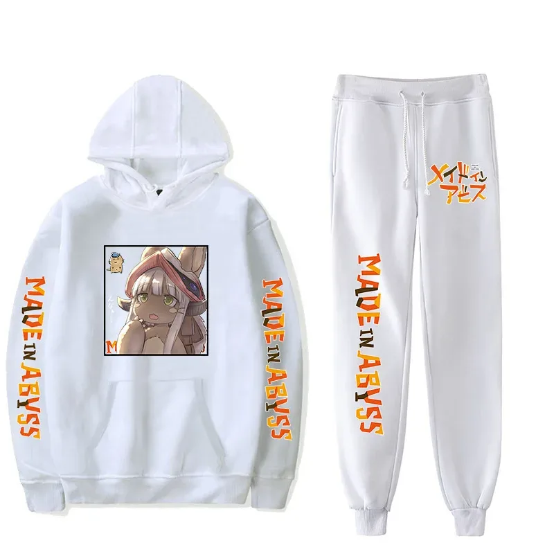 Harajuku Comfortable Made in abyss Print Sweatshirt Sweatpants Suit Men/Women Hoodies+ Trousers Suit Cute 2 Piece Set Clothes