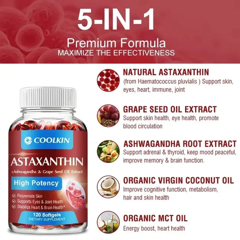 Astaxanthin - Promotes Cardiovascular Health Speeds Up Metabolism Supports Eye Joint and Skin Health