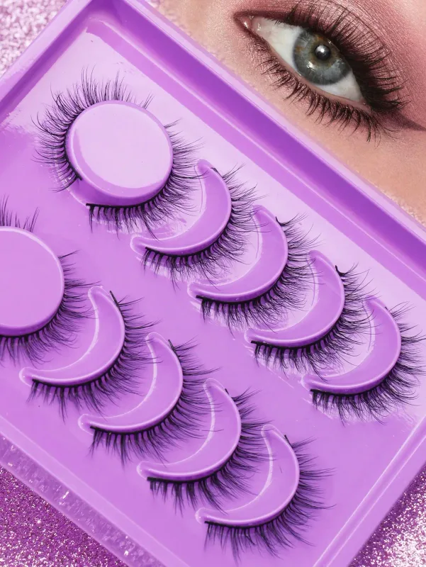 5 Ζεύγη βλεφαρίδων Cat Eye Faux Βλεφαρίδες Βιζόν Βλεφαρίδες με φτερωτό τέλος μακριές βλεφαρίδες Φυσικές μακριές βλεφαρίδες Manga Ψεύτικες βλεφαρίδες Μακιγιάζ