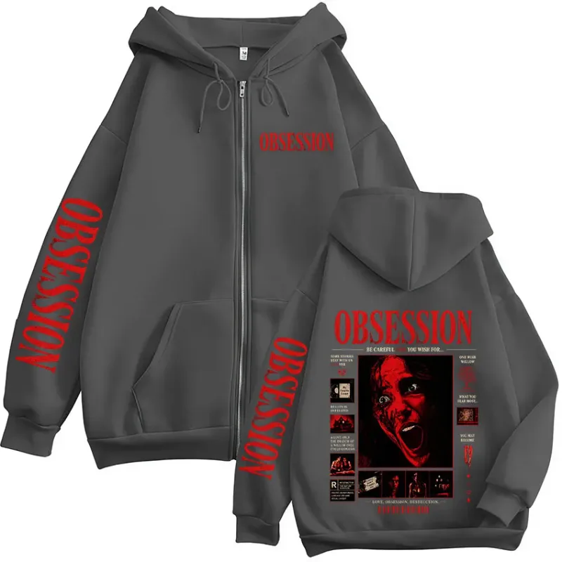 Horror Movie Obsession Nikki Merch Zipper Hoodies Men's Women Casual Loose Long Sleeves Zip Up Hooded Sweatshirts Jackets Coats