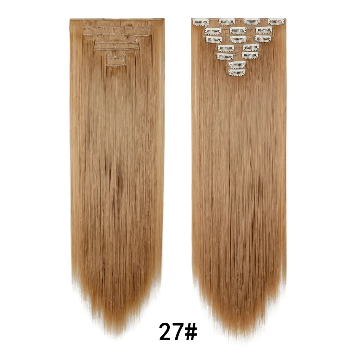 24 Inch Clip-in Hair Extensions 7 Pcs Long Straight Synthetic Hair Extensions Invisible Clip-ins Hairpieces for Women Daily