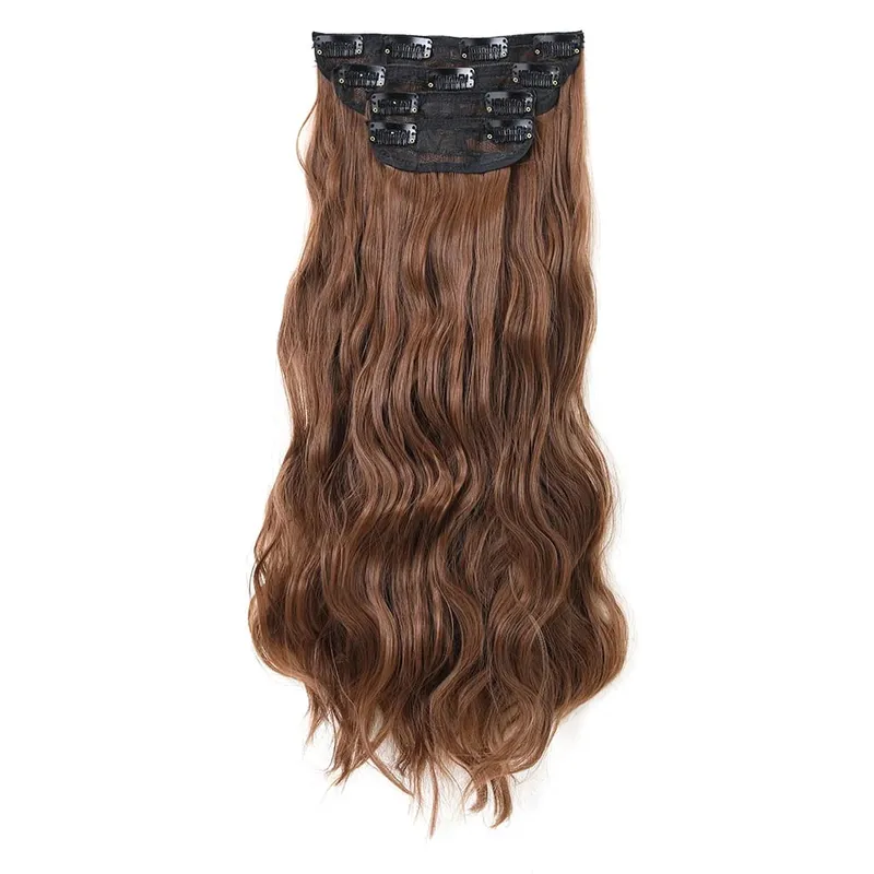 4Pcs/Set 16/20/24 Inch Synthetic Hair Clip In Long Wavy Thick Double Weft Hair Extensions Hairpieces For Women — image 12