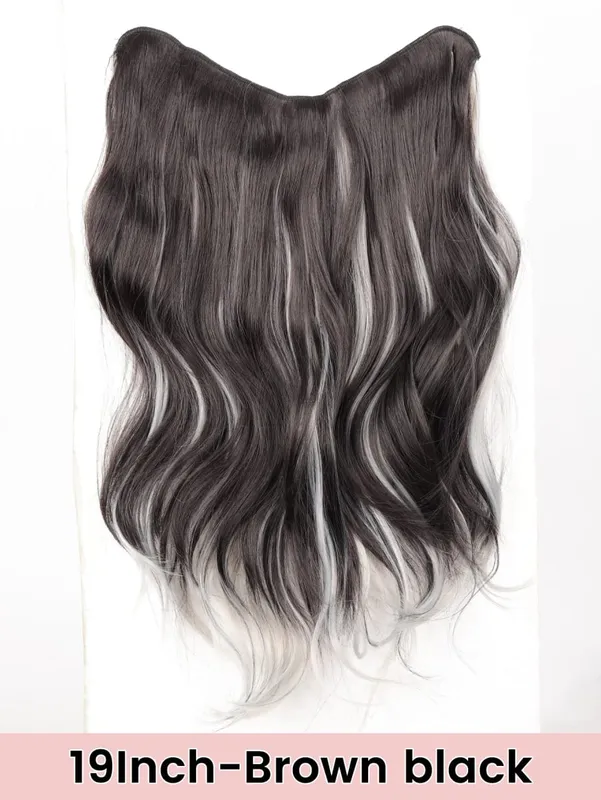Synthetic Long Curly Wavy Hairstyle Hairpiece 5 Clip In Hair Extensions Black Brown Grey Natural Fake Hair For Women