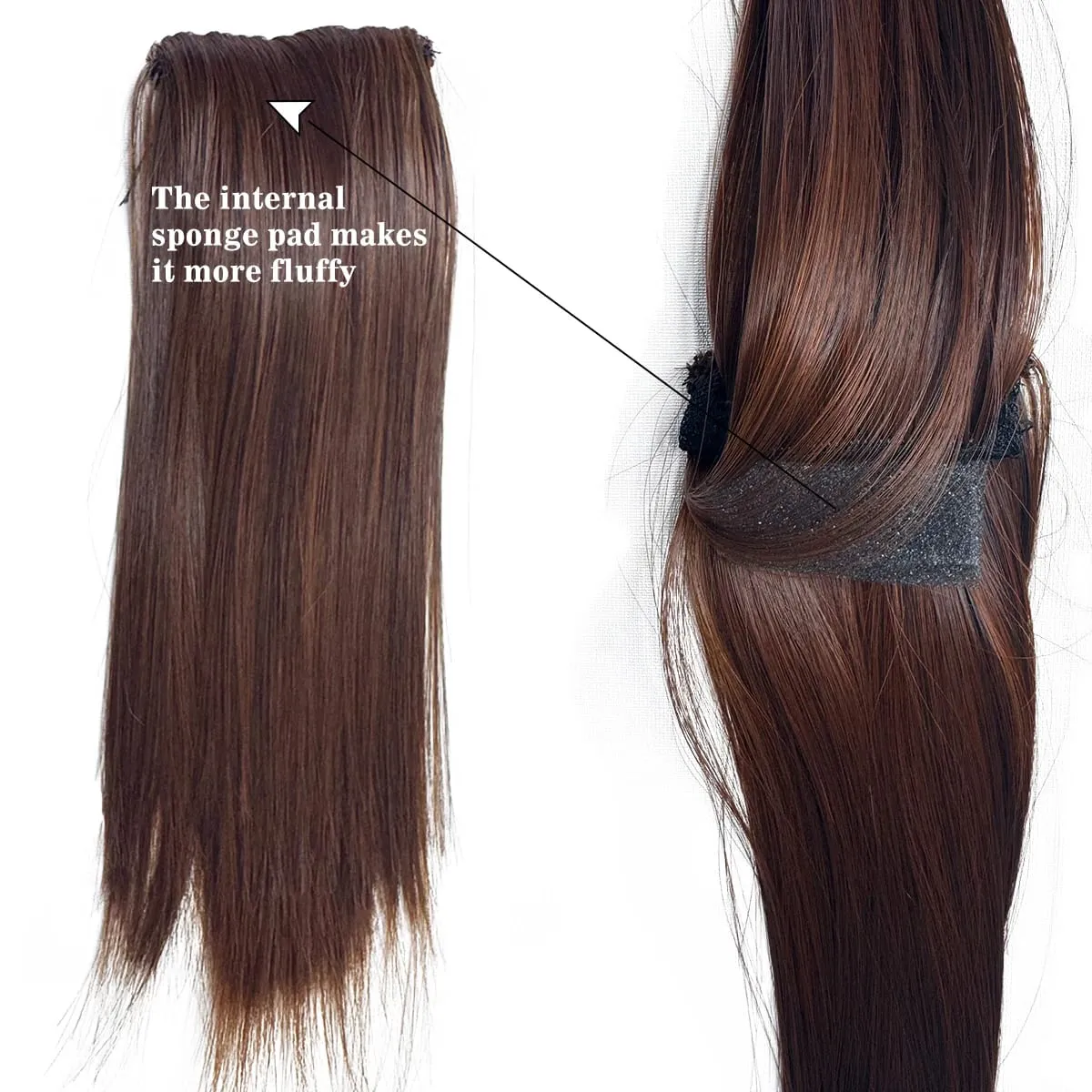 Straight Clip In Hair Extensions Synthetic 8"12" Hair Topper For Women Invisible Clip On Hair Patch Thick Booster Hairpieces