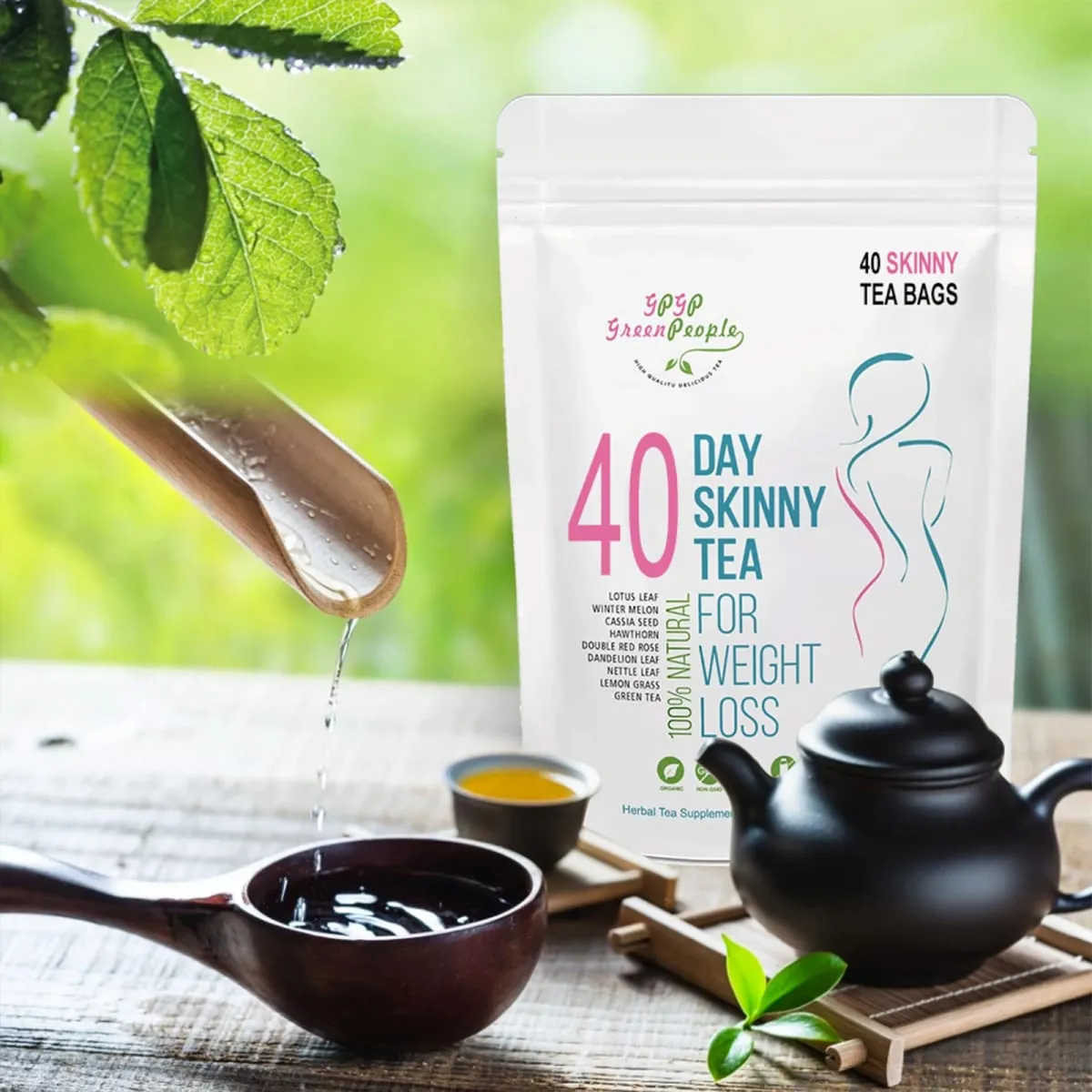 Supplément naturel de perte de poids, détox à base de plantes, 40 jours, sans caféine, sans OGM, aliments santé, vitamines et suppléments