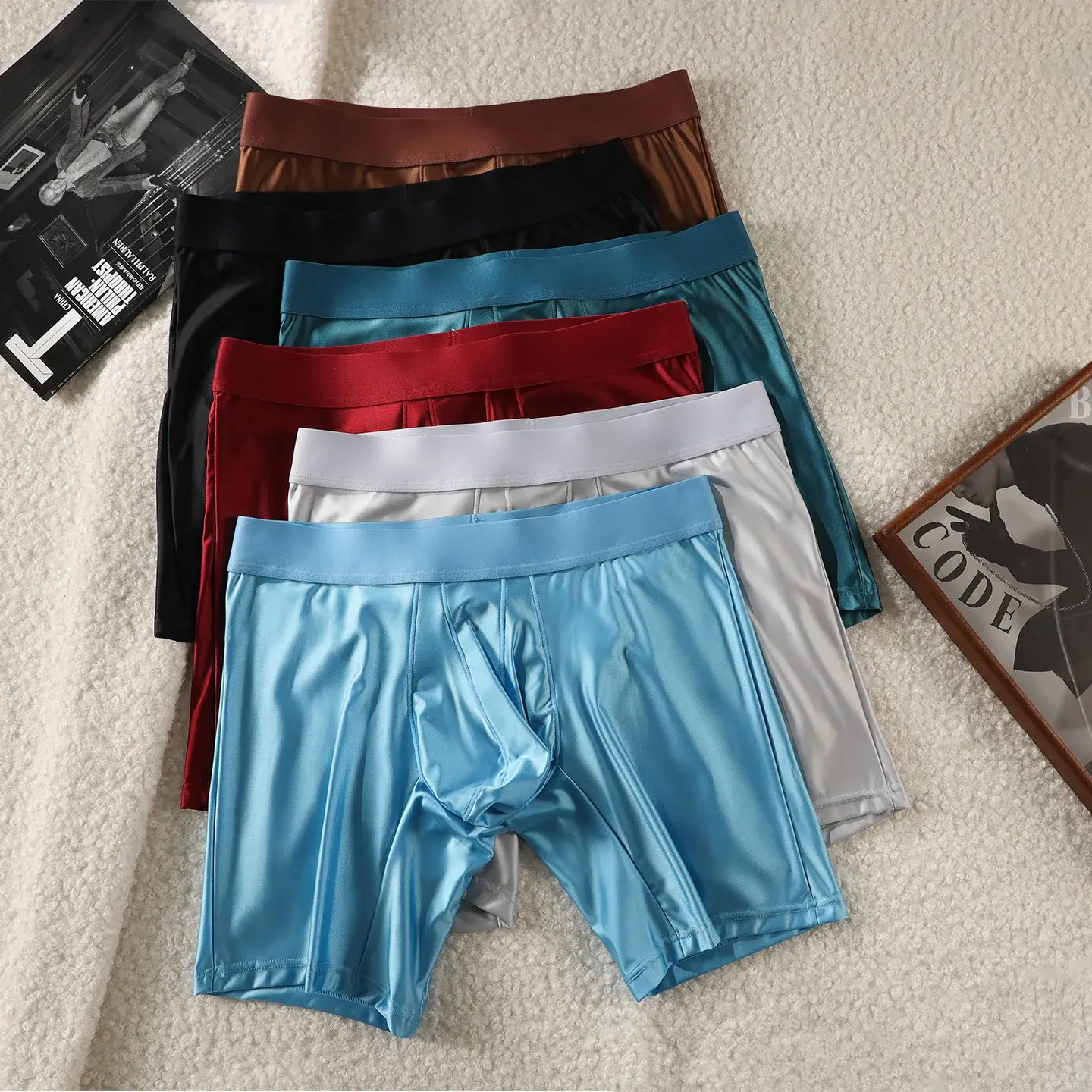 Seluar Dalam Lelaki Boxers Solid U Pouch Panties untuk Lelaki Extended Leg Boxer Shorts Homme Pinggang Tengah Sports Underpants Lelaki M-XXL