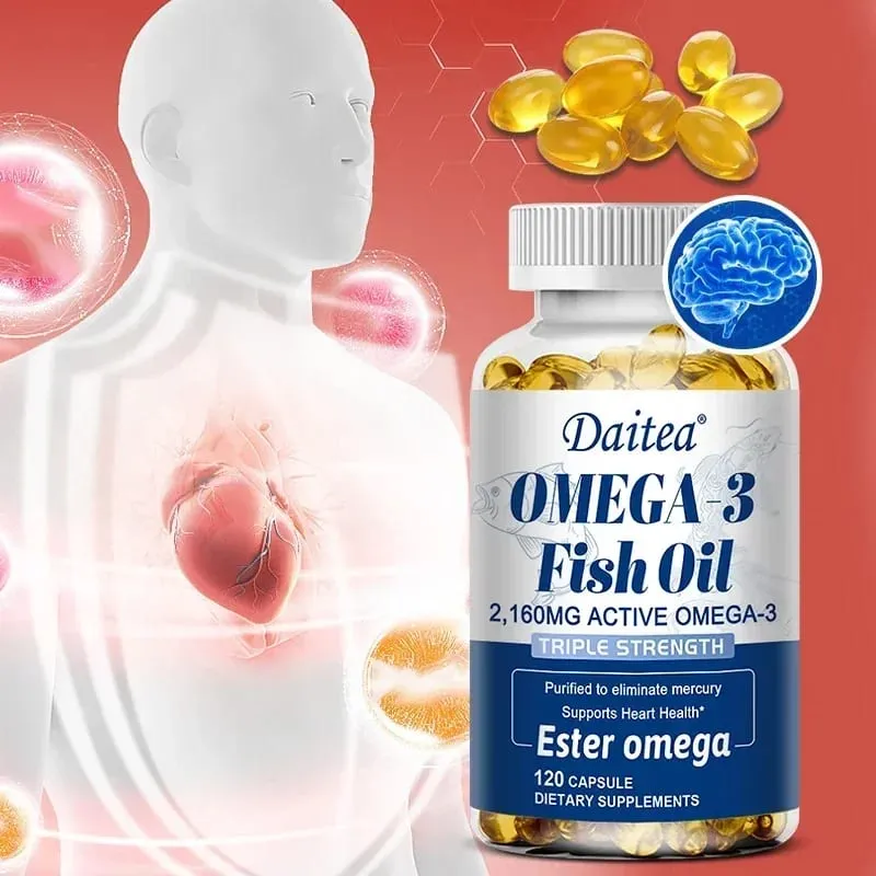 Omega 3 fiskeolie - EPA & DHA højeste styrke til led- og hjernestøtte Hjertesundhedsøjne