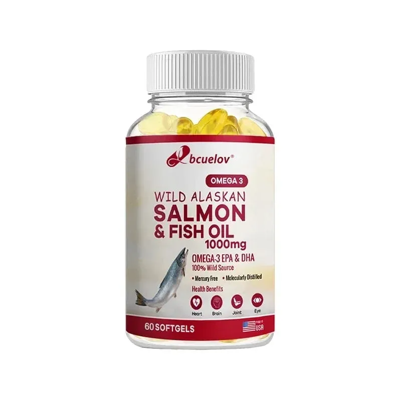 Wild Alaskan Salmon Oil - Pure Fish Omega 3 EPA DHA Fatty Acids - Supports Joint Function Brain Eye Immune and Heart Health