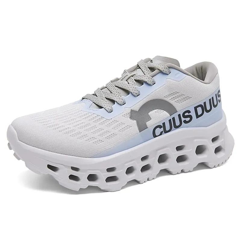 Men's running shoes hollow cushioning thick soled sneakers breathable mesh lightweight non-slip sneakers outdoor fitness shoes