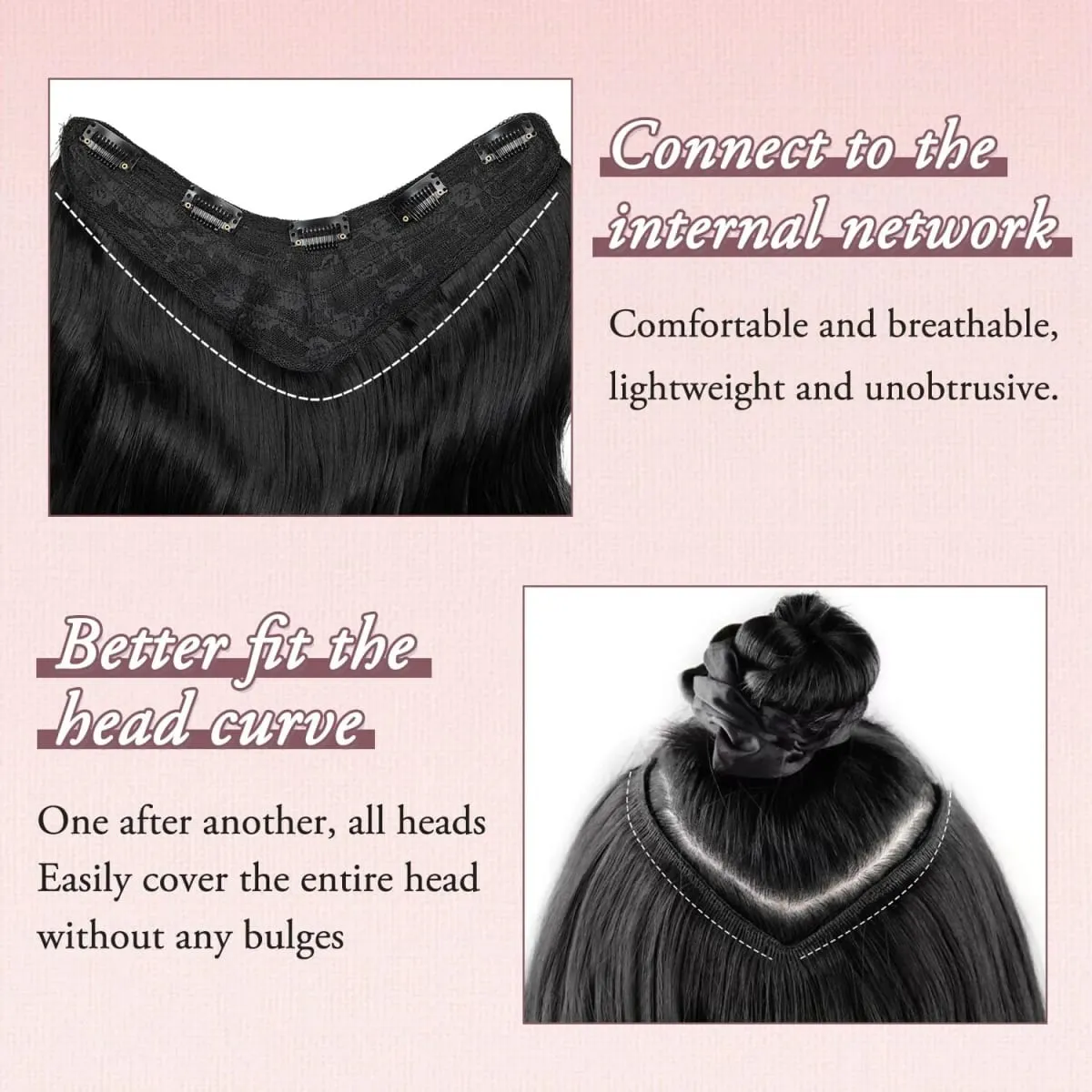 16-24 Inch U-Shape Lace 5 Clips Clip In Hair Extensions Synthetic Long Wave Curly Heat Resistant Full Shine Hair For Women