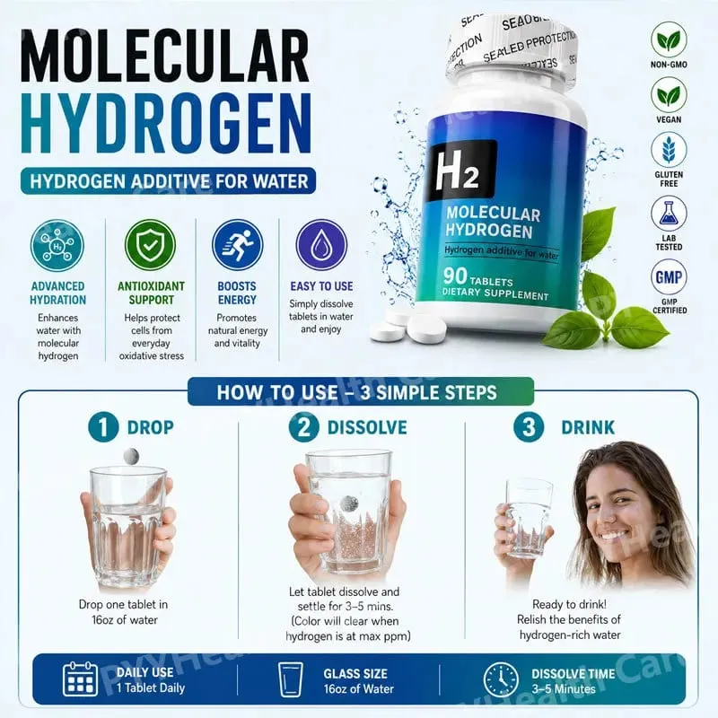 Molecular Hydrogen Tablets with Magnesium for Water Drink Muscle Relaxation Energy Metabolism Bone Health Support 90 Tablets — image 6