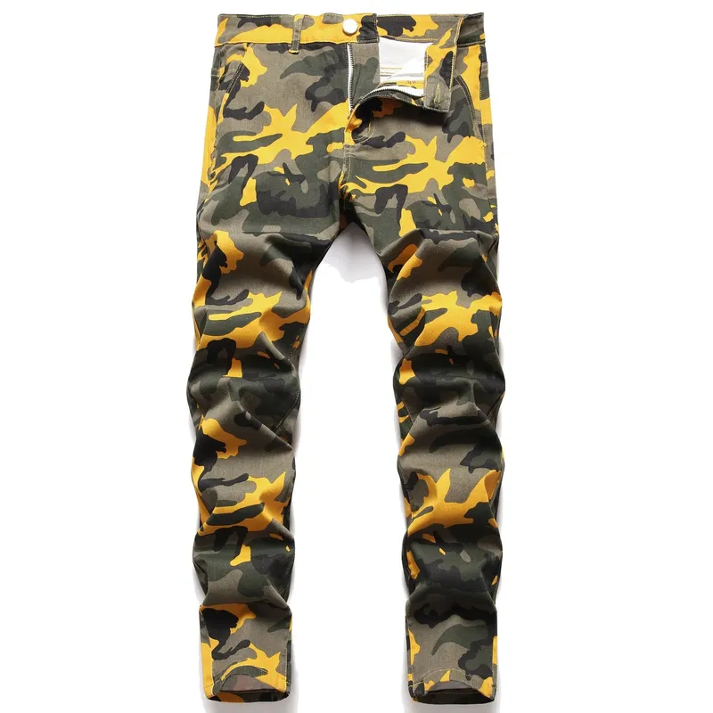 Kakan Slim Slim Fit Pie pequeño empalmado Bi-color Jeans europeos y americanos nuevos pantalones vaqueros de pierna recta K021-1266 para hombres