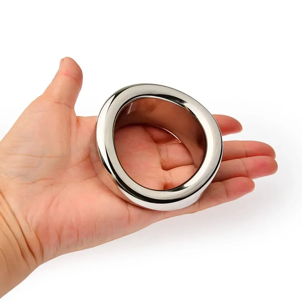 Stainless Steel Testicle Stretcher Heavy Duty Penis Ring Metal Lock Cock Weighted Exercise Scrotum Pendant Male Bondage Sex Toy