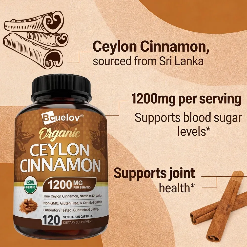 Ceylon Cinnamon 1200Mg Per Serving 120 Capsules - Healthy Blood Sugar Support Joint Support Antioxidant — image 3