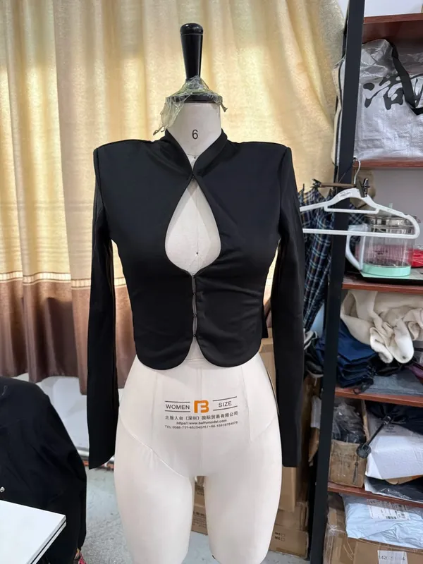 Chic Black Hollow Out Blazer Dress Women Casual Full Sleeve V-neck Turtleneck Mini Dresses Lady High Street Fashion Robes 2026