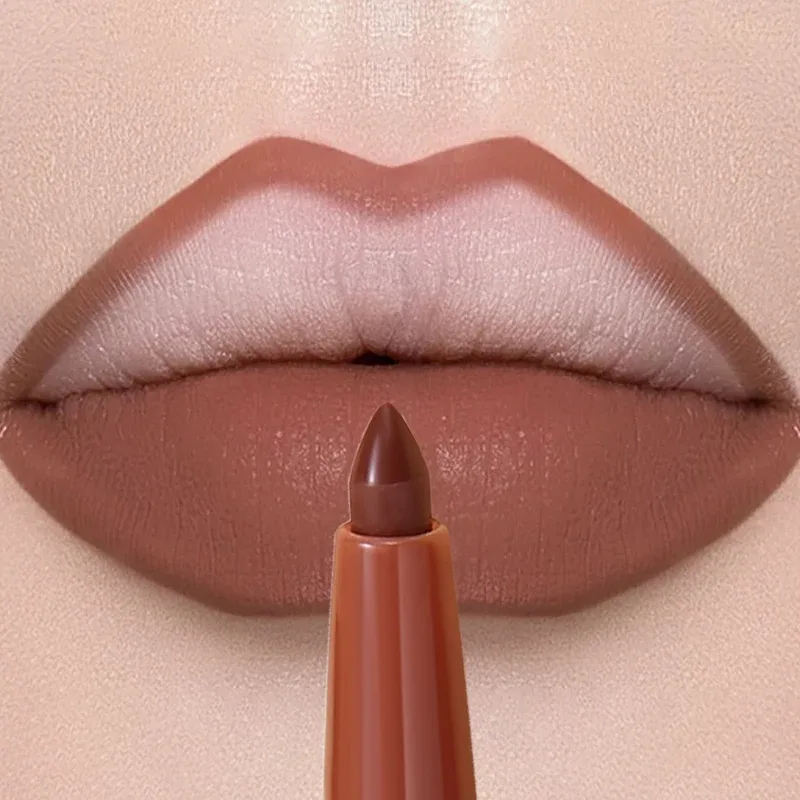 Matte Lip Liner Lipstick Pen Rotating Not Easy To Fade Rose Gold Lipliner Pencil Waterproof Non-Stick Cup Brown Lipliner Makeup