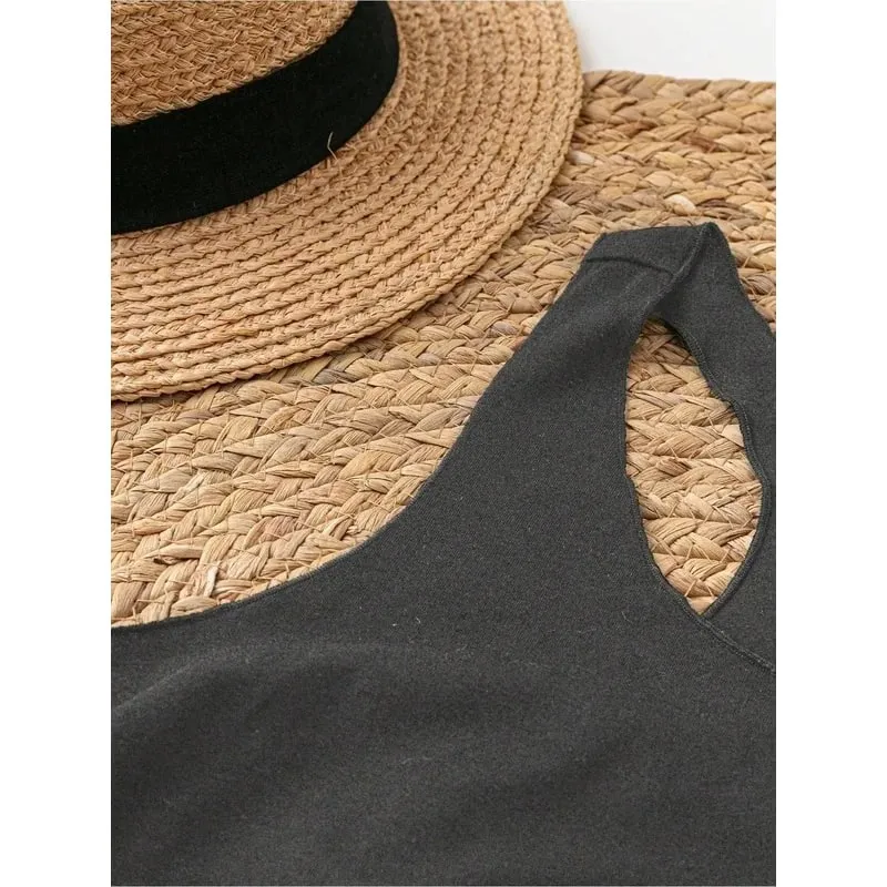 Ladies' Summer Casual Sleeveless Vest American Flag Double-Sided Printed I-Back Top Trendy Popular Style