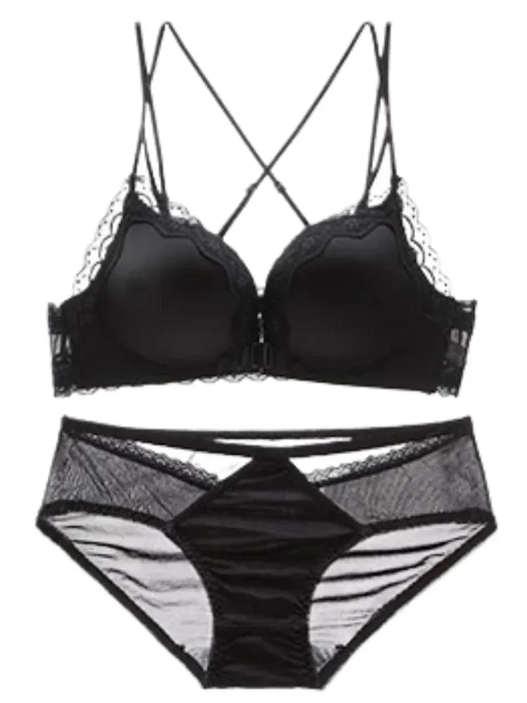 Best Selling Leopard Print Front Closure Push Up Bra Set Sexy Back Design Small Bust Enhancing Women Lingerie
