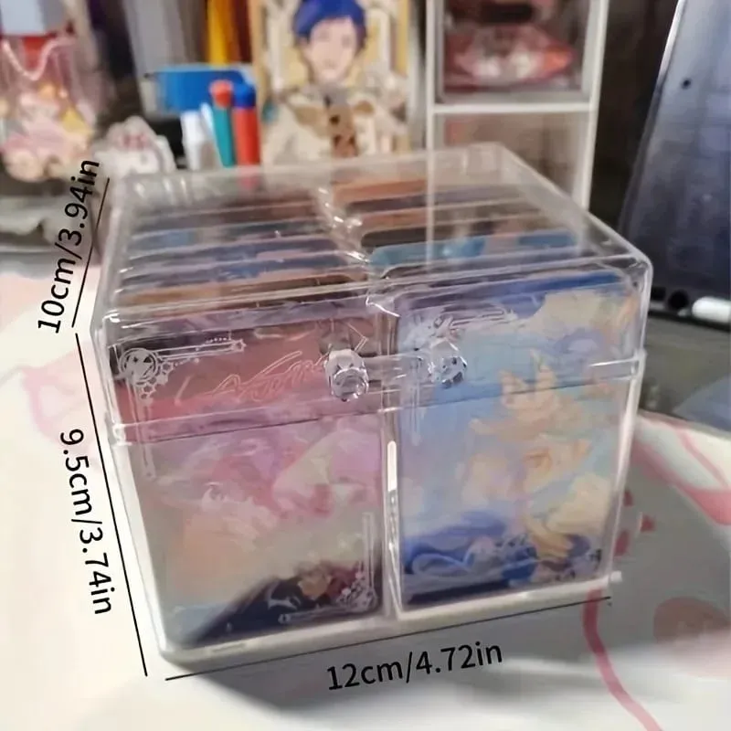 กล่องใส่การ์ดอะคริลิคใส - บรรจุการ์ดได้ 400 ใบกล่องแสดงช่องคู่สำหรับโปสการ์ดและการ์ดเกม
