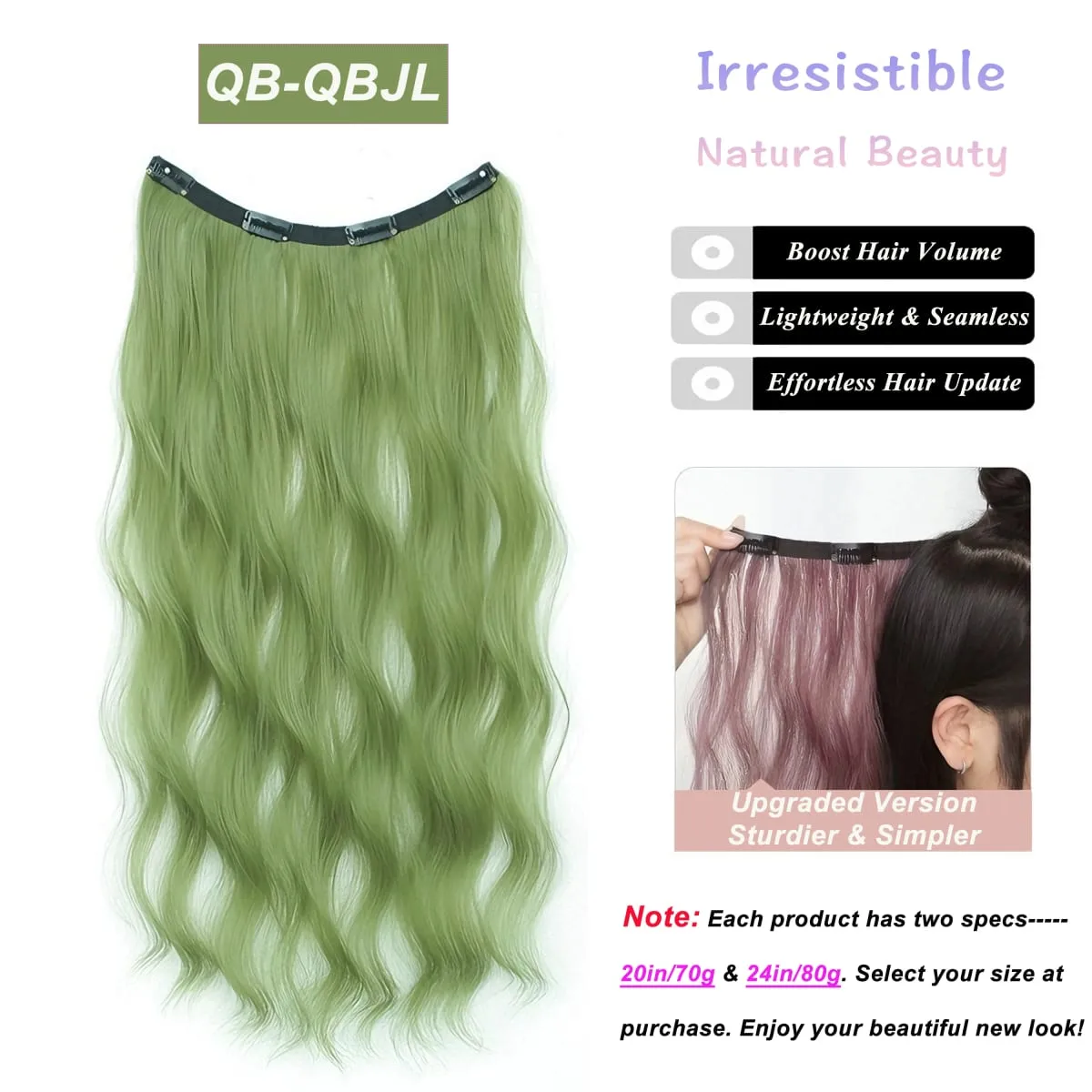 Synthetic Wavy/Straight Wigs Clip in Hair Extensions 20inches/24inches Clip On Hair Extensions for Women Hair Accessories