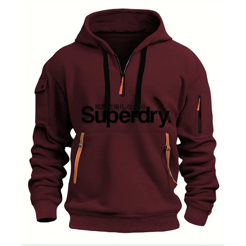 New men's hooded sweatshirt for autumn and winter 2025 fashionable outdoor jogging and fitness loose men's pullover sweatshirt