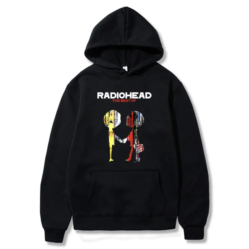 Vintage Rock Grubu Radiohead Kapüşonlu Üst Hip Hop Her Şey Müzik Albümü Baskı Kazak Harajuku Sokak Boyu Kapüşonlular Gençler
