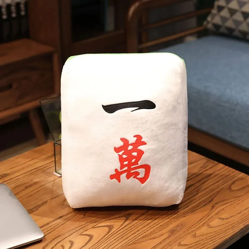 Creative Mahjong Pillow Cushion Chinese Plush Toy Car Chair Backrest Dice Funny Nap Sofa Home Decor Gift Accompanying Decoration