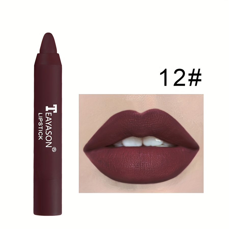 Set Lipstik Misty Matte 12 Warna: Lip Liner & Primer Beludru Seksi Tahan Noda Tahan Lama untuk Riasan Wanita