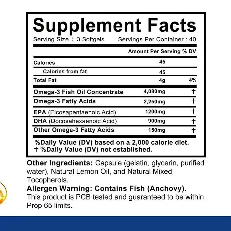 Omega-3 Fish Oil - Enhance Memory Concentration and Cognition Promote Brain and Eye Health Enhance Immune Function