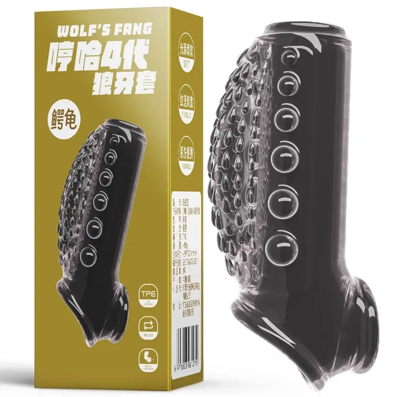 Penile Condom Male Transparent Particles Sheath Male Penis Sleeve Silicone Sex Toys Sheath Stretchable Cock Enlargement