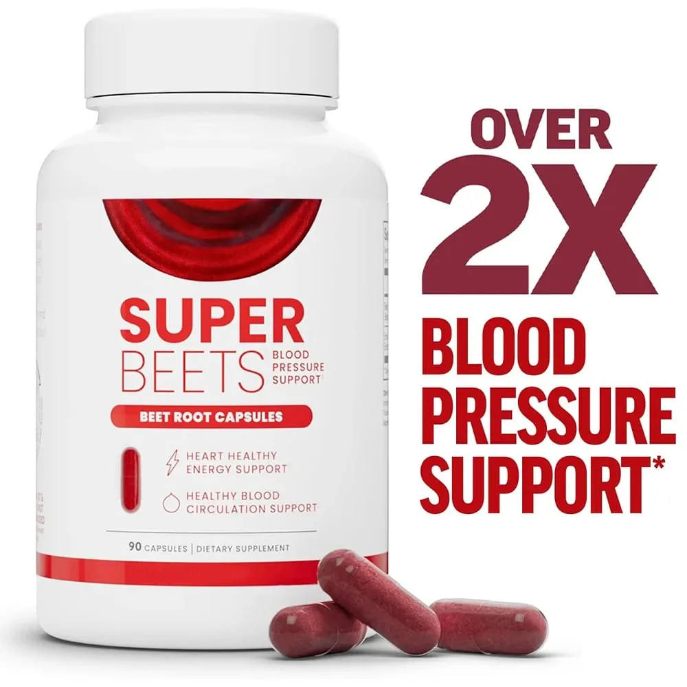 SuperBeets Supplements 1000mg Organic Beet Root Nitric Oxide Capsules - Supports Energy Healthy Circulation Blood Flow - Vegan — image 1