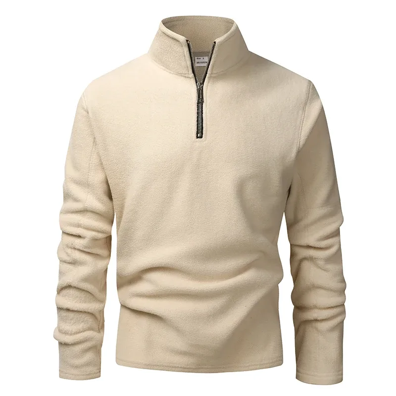 Men's Hoodies Sweatshirts Thicken Warm Fleece Tracksuit for Men Zipper Neck Pullover Men's Winter Clothing Soft Shell Men Hoodie