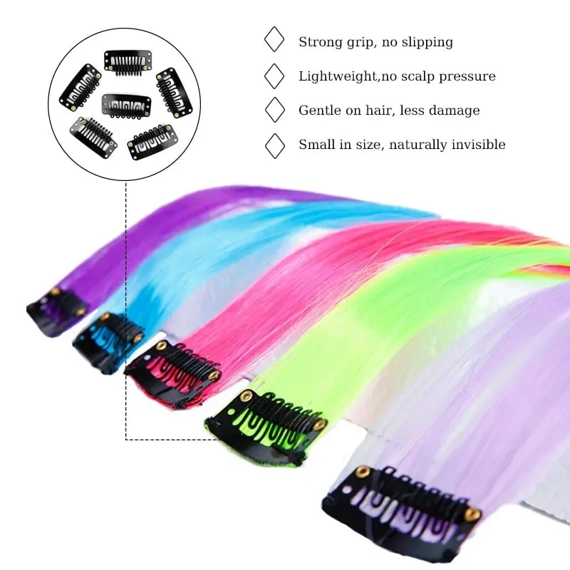 22inch 5PCS Synthetic Purple Clip in Hair Extensions Straight Colorful Hair Extensions Hairpieces for Halloween Christmas Party — image 4