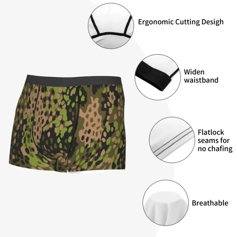 Male Cool WW2 Camo Underwear Germany Arm Military Camouflage Boxer Briefs Stretch Shorts Panties Underpants